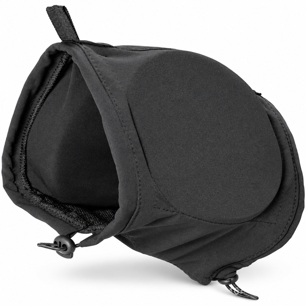 GAVPEPY Fleece-Style Dog Ear Cover Hood, Black or Navy Blue in S, M, L and XL, for covering the ears during supervised windy or noisy routines, home, grooming visits, travel and cooler outdoor outings image 11 - DPearmuff9-Black-XL.jpg