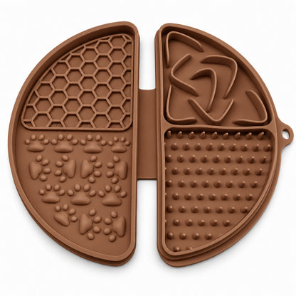Folding Round Silicone Pet Lick Mat, 3 Colors, By GAVPEPY image 1 - DPlickmat10-Brown.jpg