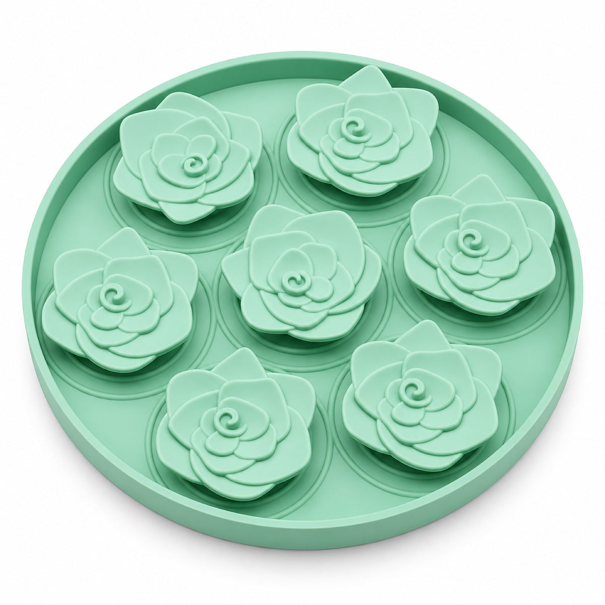 Rose Pattern Round Silicone Pet Lick Mat, 6 Colors, By GAVPEPY image 1 - DPlickmat12-Green.jpg