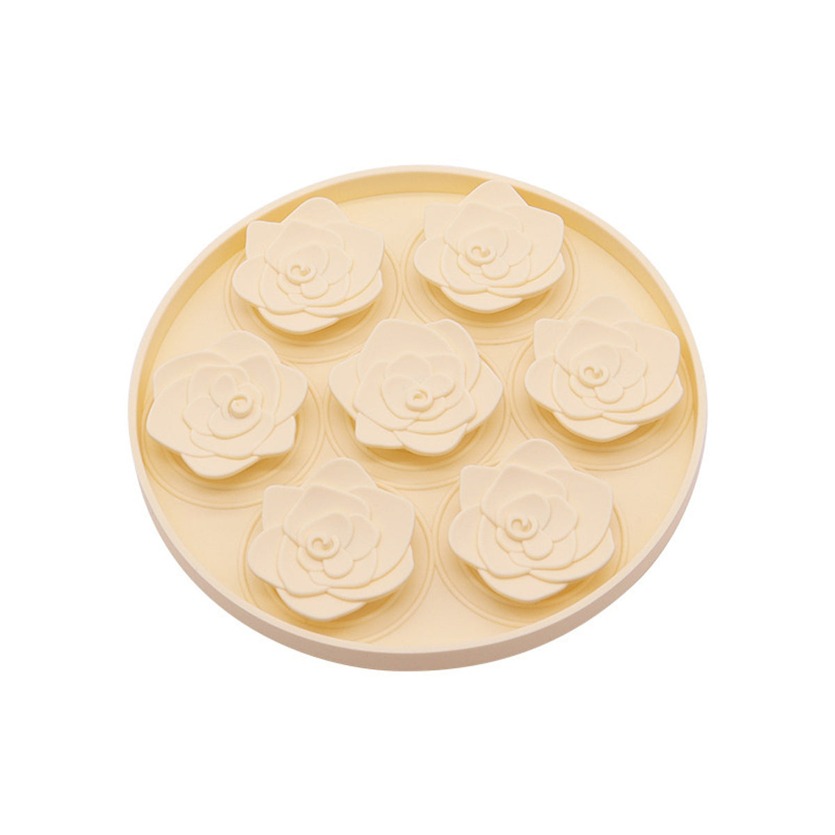 Rose Pattern Round Silicone Pet Lick Mat, 6 Colors, By GAVPEPY image 2 - DPlickmat12-OffWhite.jpg