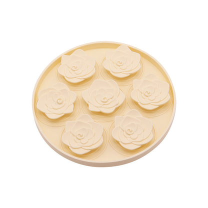 Rose Pattern Round Silicone Pet Lick Mat, 6 Colors, By GAVPEPY image 2 - DPlickmat12-OffWhite.jpg