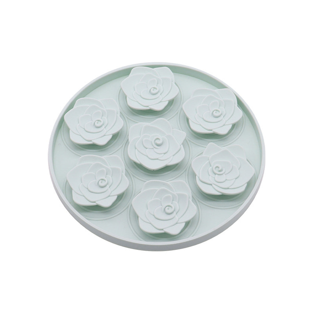 Rose Pattern Round Silicone Pet Lick Mat, 6 Colors, By GAVPEPY image 5 - DPlickmat12-PaleAquaGreen.jpg