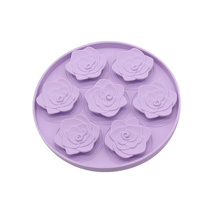 Rose Pattern Round Silicone Pet Lick Mat, 6 Colors, By GAVPEPY image 3 - DPlickmat12-Purple.jpg
