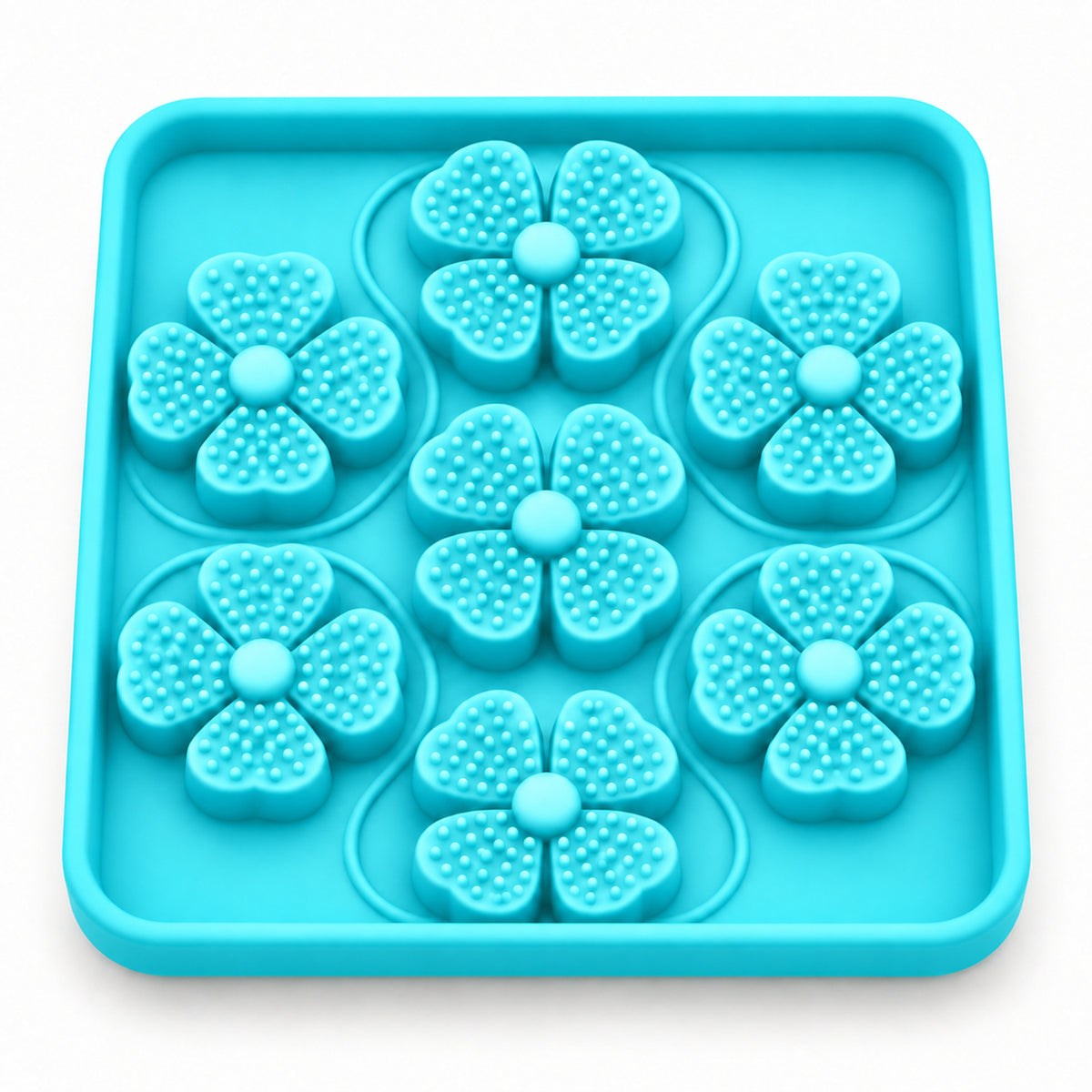 Four-Leaf Clover Silicone Pet Lick Mat, 2 Shapes, By GAVPEPY image 12 - DPlickmat13-Cyan-V8.jpg