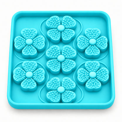 Four-Leaf Clover Silicone Pet Lick Mat, 2 Shapes, By GAVPEPY image 12 - DPlickmat13-Cyan-V8.jpg
