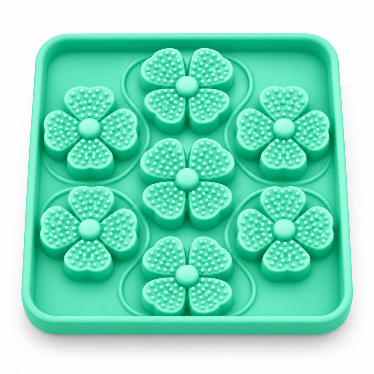 Four-Leaf Clover Silicone Pet Lick Mat, 2 Shapes, By GAVPEPY image 11 - DPlickmat13-Green-V4.jpg