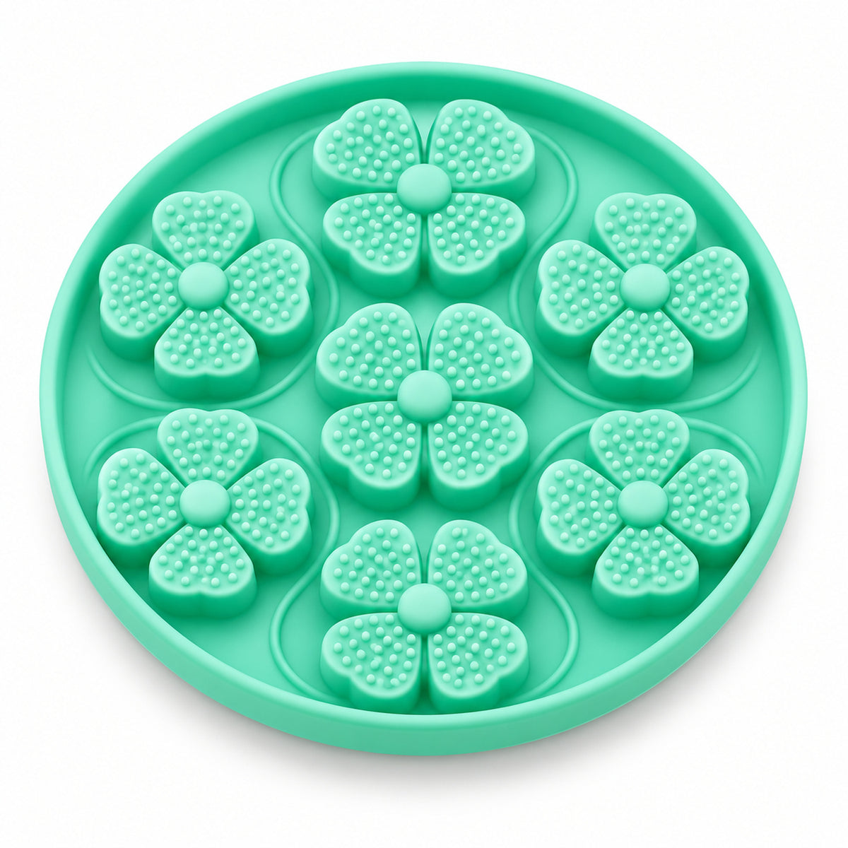 Four-Leaf Clover Silicone Pet Lick Mat, 2 Shapes, By GAVPEPY image 1 - DPlickmat13-Green.jpg