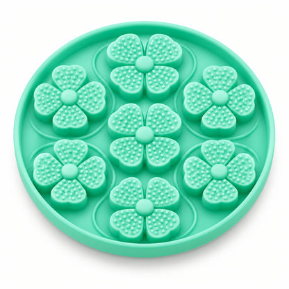 Four-Leaf Clover Silicone Pet Lick Mat, 2 Shapes, By GAVPEPY image 1 - DPlickmat13-Green.jpg