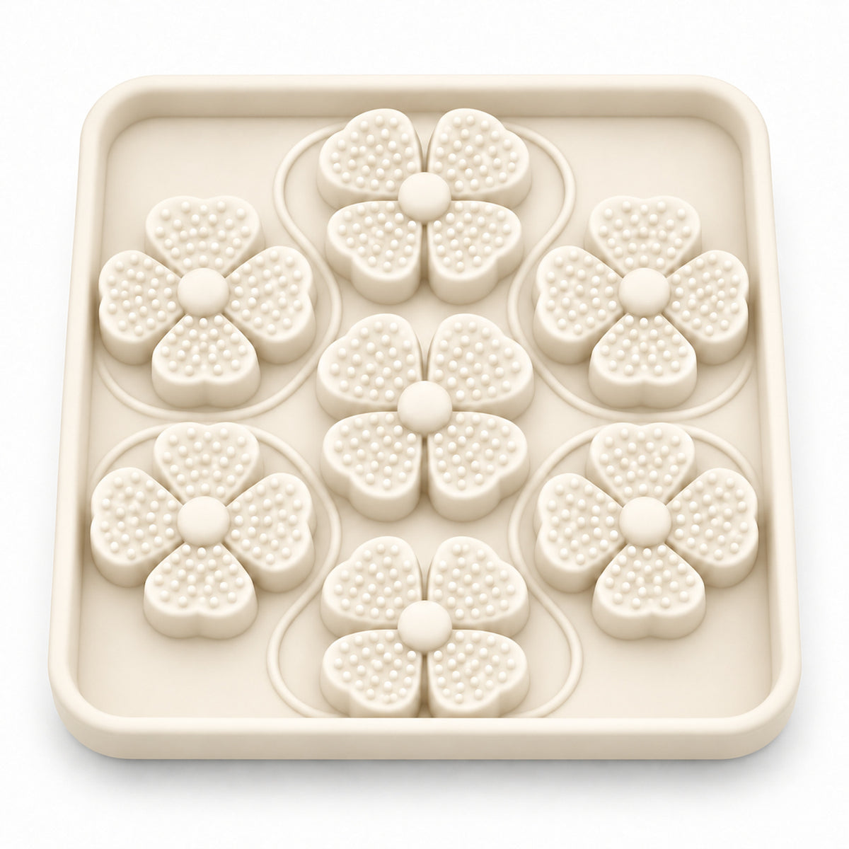 Four-Leaf Clover Silicone Pet Lick Mat, 2 Shapes, By GAVPEPY image 5 - DPlickmat13-OffWhite-V10.jpg