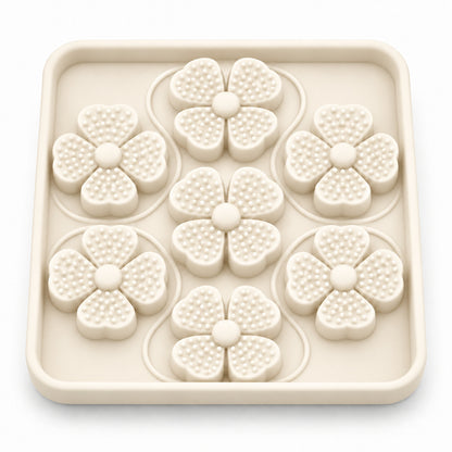 Four-Leaf Clover Silicone Pet Lick Mat, 2 Shapes, By GAVPEPY image 5 - DPlickmat13-OffWhite-V10.jpg
