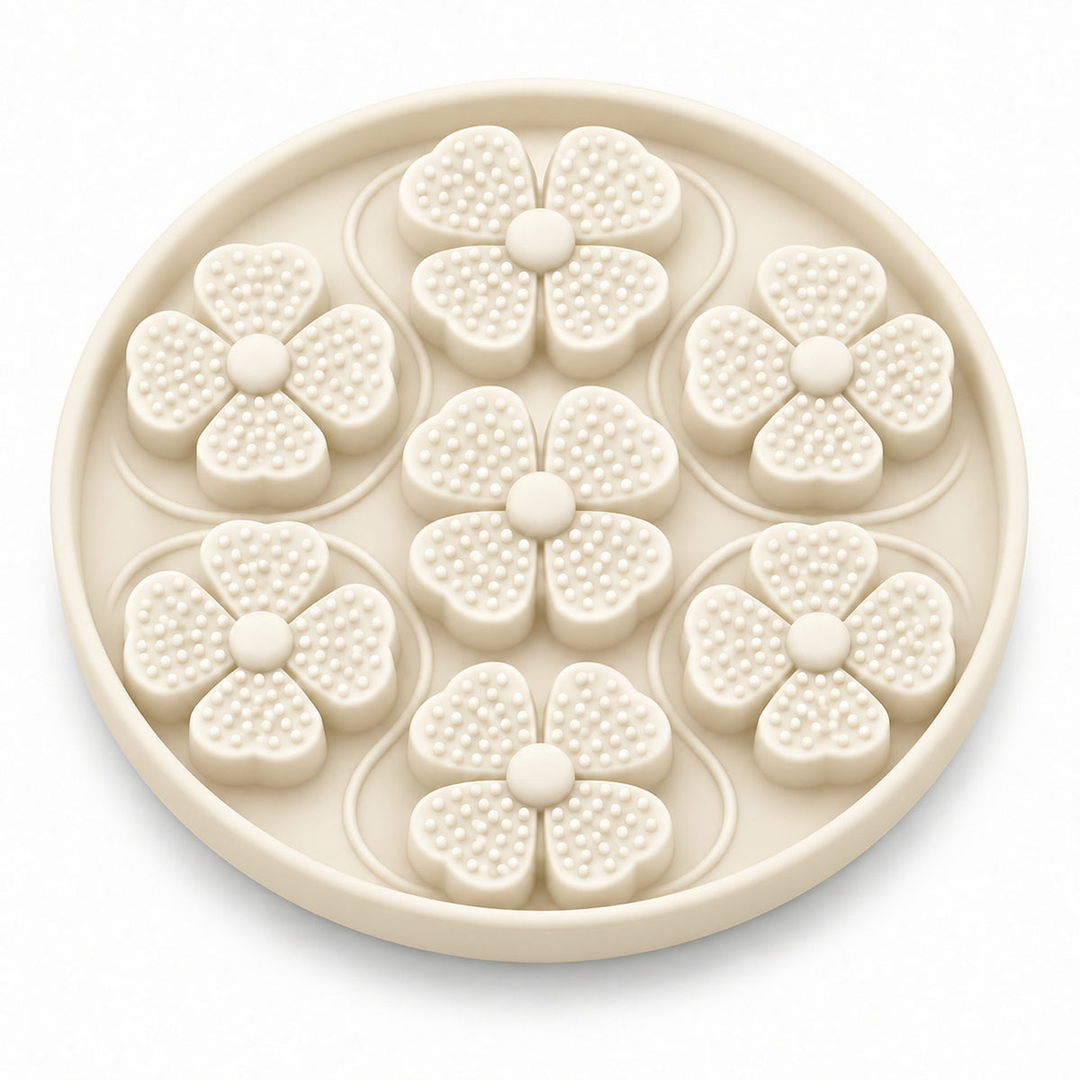Four-Leaf Clover Silicone Pet Lick Mat, 2 Shapes, By GAVPEPY image 4 - DPlickmat13-OffWhite.jpg
