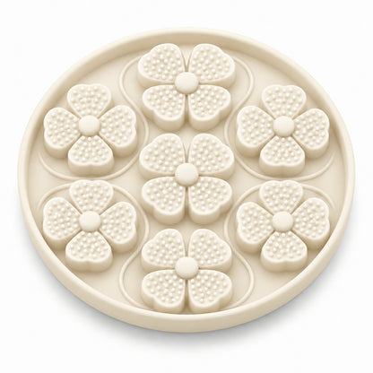 Four-Leaf Clover Silicone Pet Lick Mat, 2 Shapes, By GAVPEPY image 4 - DPlickmat13-OffWhite.jpg