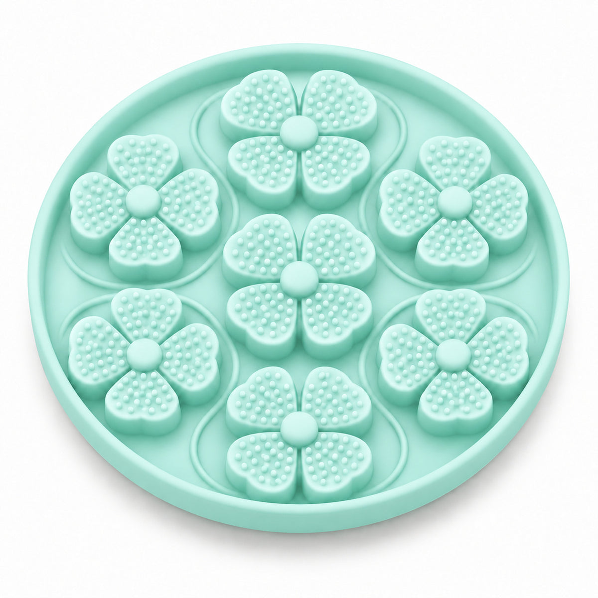 Four-Leaf Clover Silicone Pet Lick Mat, 2 Shapes, By GAVPEPY image 7 - DPlickmat13-PaleAquaGreen.jpg