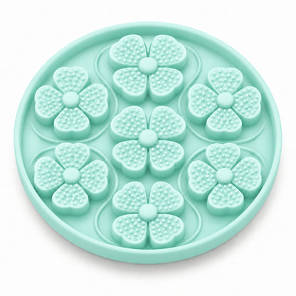 Four-Leaf Clover Silicone Pet Lick Mat, 2 Shapes, By GAVPEPY image 7 - DPlickmat13-PaleAquaGreen.jpg