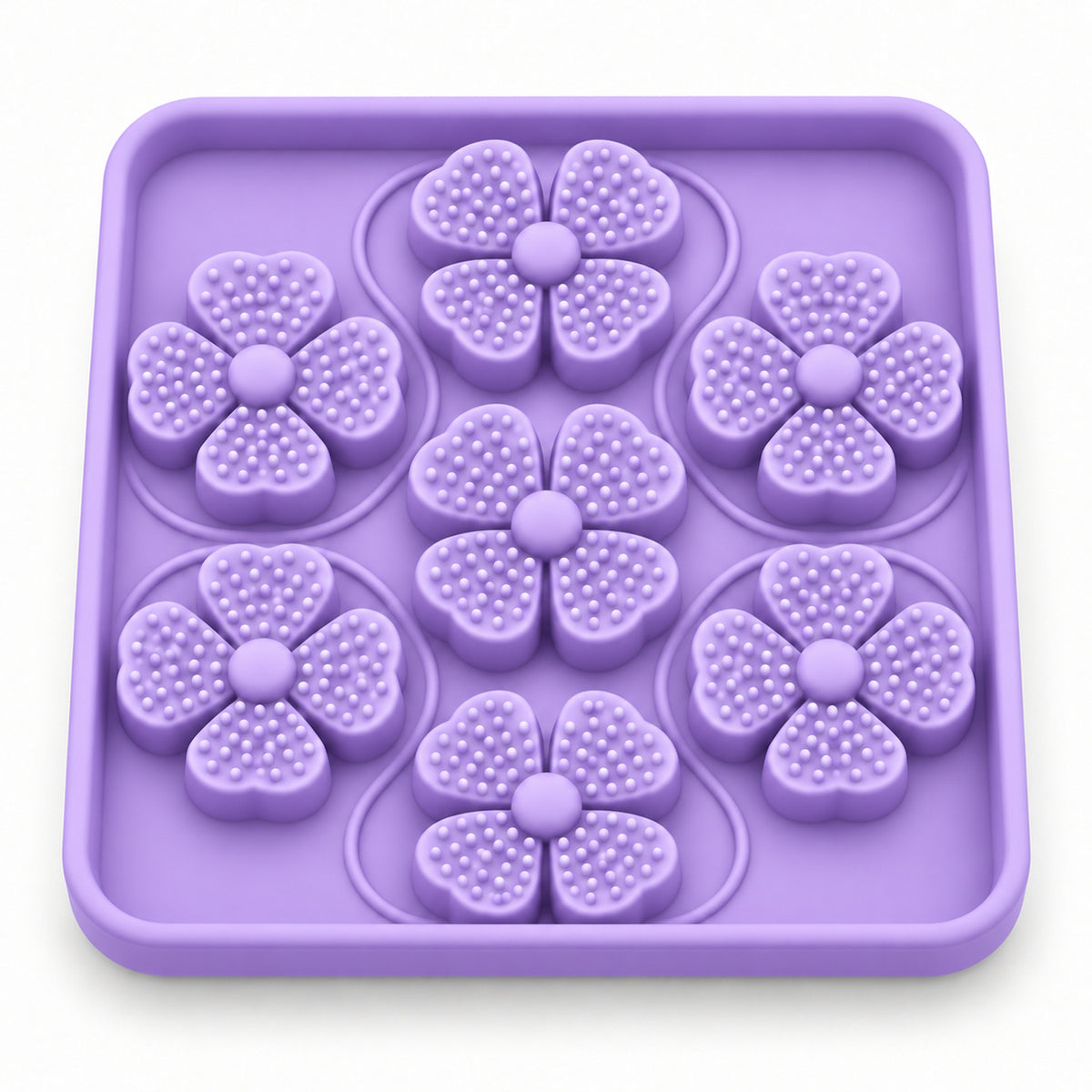 Four-Leaf Clover Silicone Pet Lick Mat, 2 Shapes, By GAVPEPY image 8 - DPlickmat13-Purple-V6.jpg