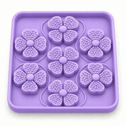 Four-Leaf Clover Silicone Pet Lick Mat, 2 Shapes, By GAVPEPY image 8 - DPlickmat13-Purple-V6.jpg