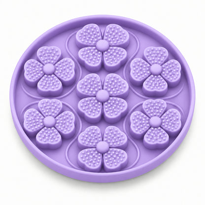 Four-Leaf Clover Silicone Pet Lick Mat, 2 Shapes, By GAVPEPY image 2 - DPlickmat13-Purple.jpg