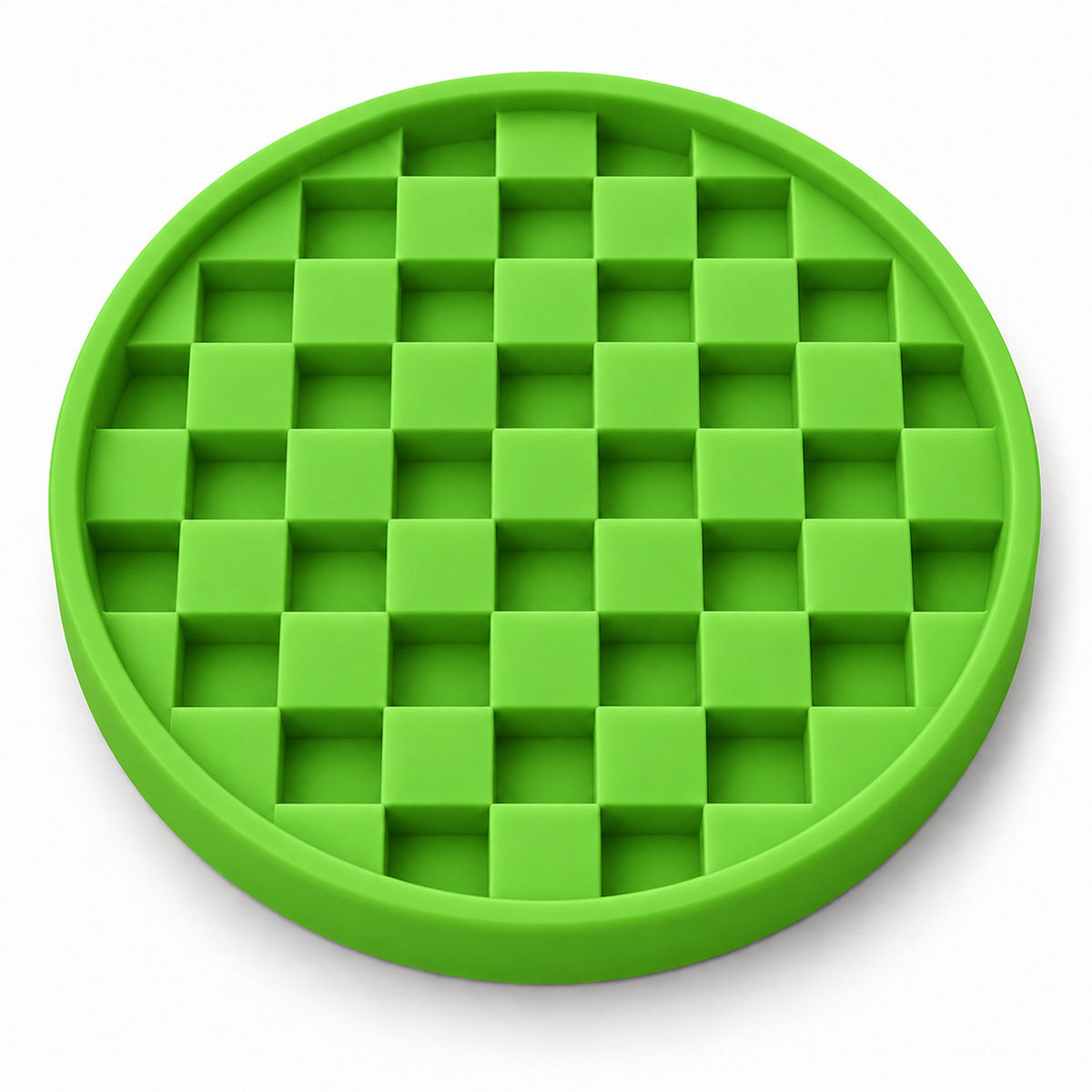 Checkerboard Round Silicone Pet Lick Mat, 7 Colors, By GAVPEPY image 4 - DPlickmat14-Green.jpg
