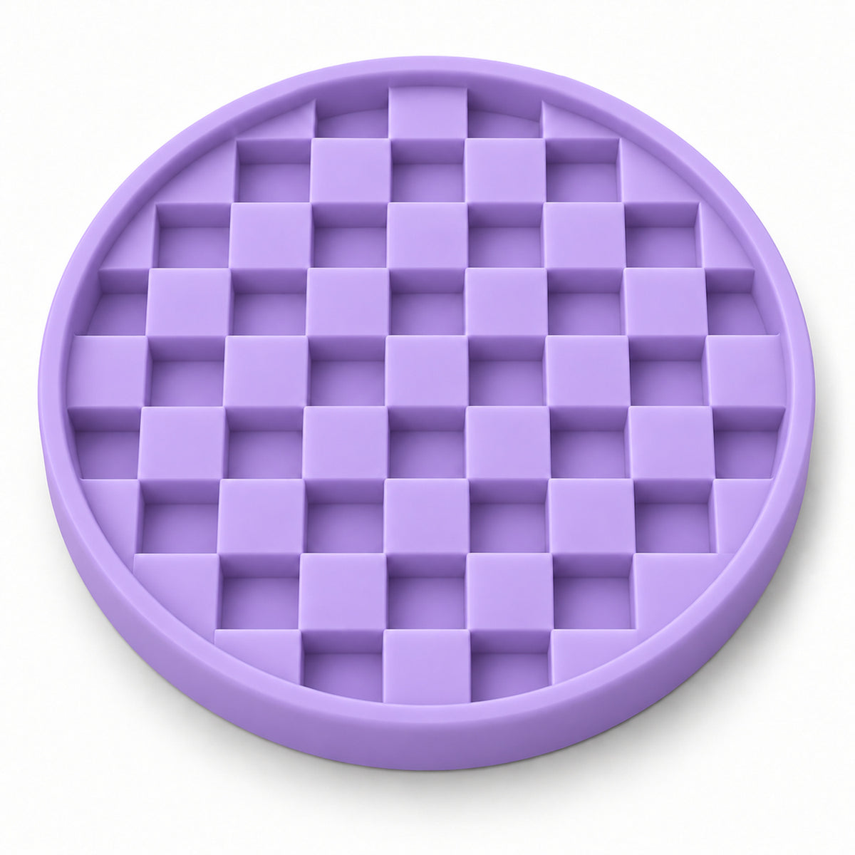 Checkerboard Round Silicone Pet Lick Mat, 7 Colors, By GAVPEPY image 6 - DPlickmat14-Purple.jpg