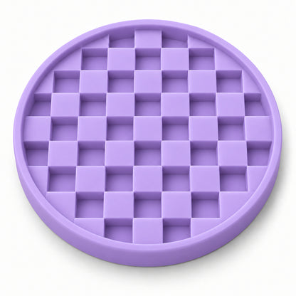 Checkerboard Round Silicone Pet Lick Mat, 7 Colors, By GAVPEPY image 6 - DPlickmat14-Purple.jpg