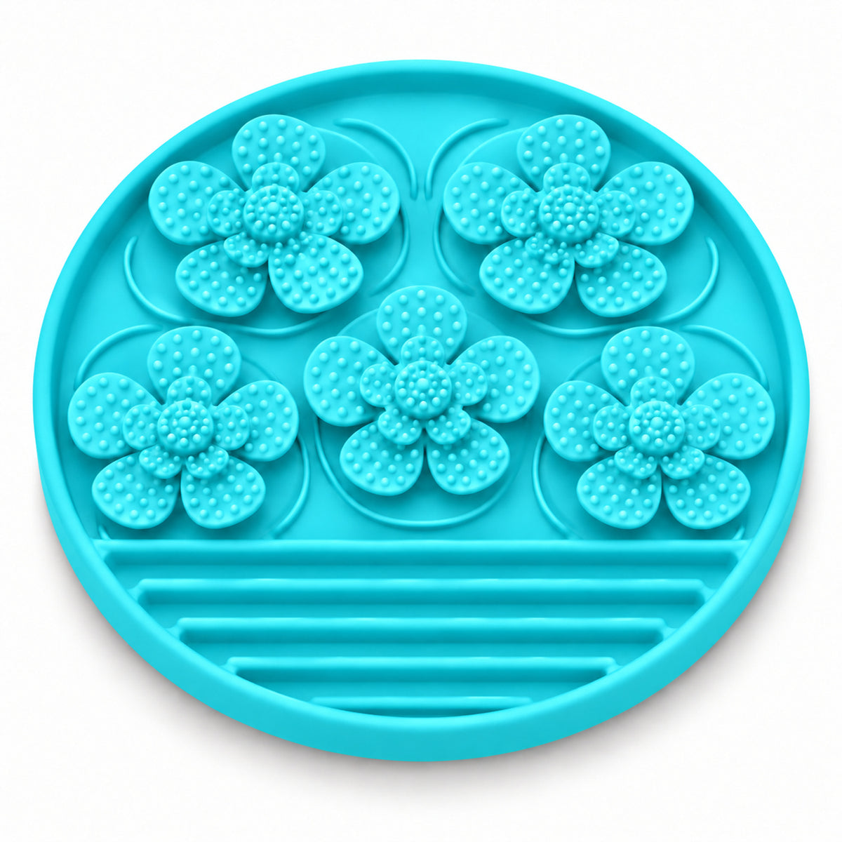 Dotted Petal Round Silicone Pet Lick Mat, 7 Colors, By GAVPEPY image 6 - DPlickmat15-Cyan.jpg