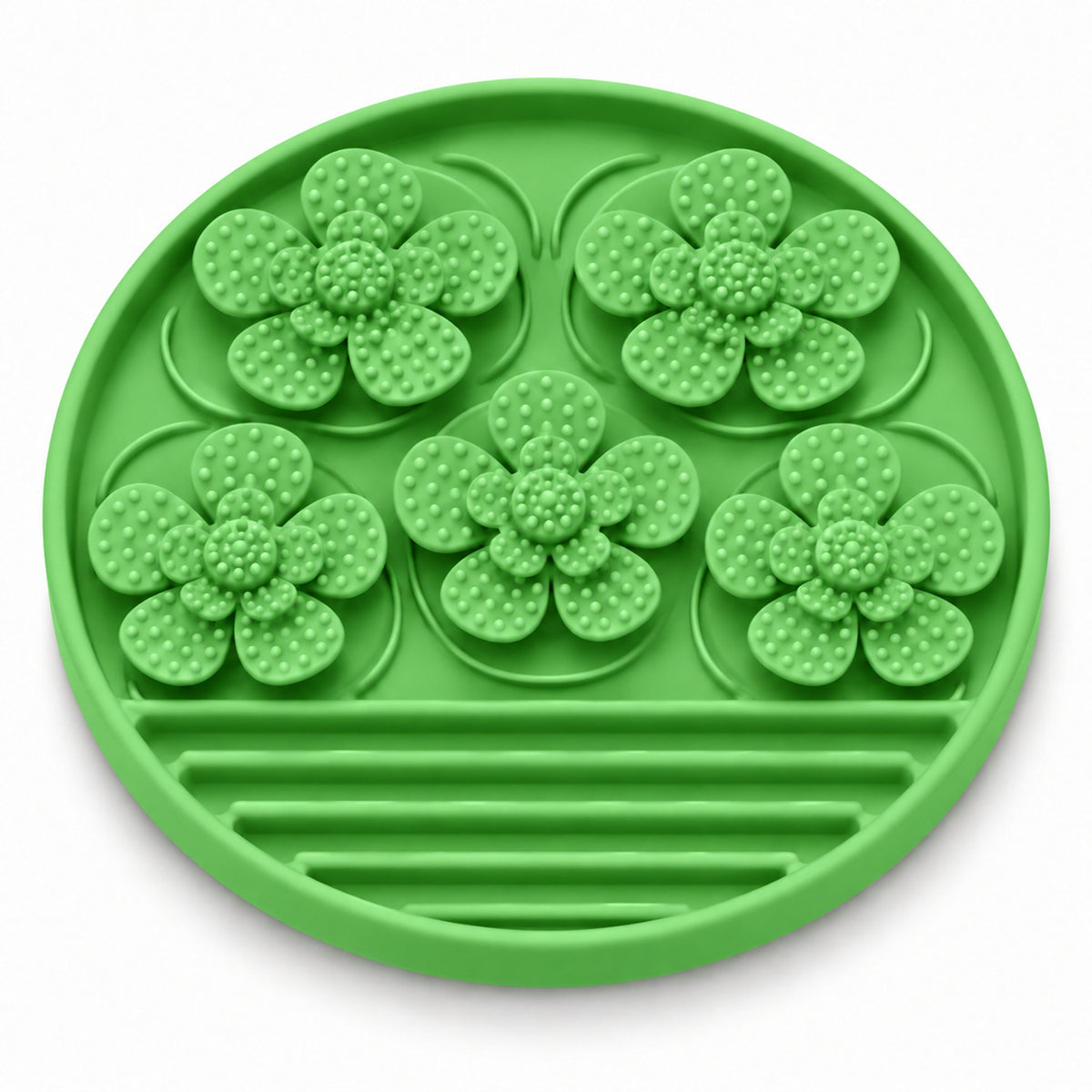Dotted Petal Round Silicone Pet Lick Mat, 7 Colors, By GAVPEPY image 4 - DPlickmat15-Green.jpg