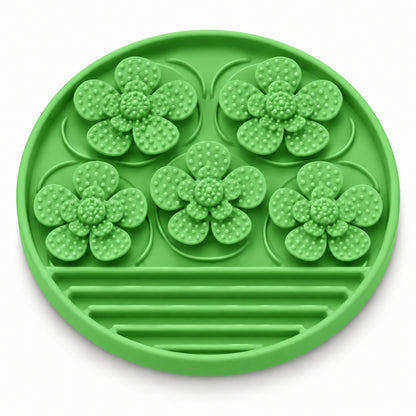 Dotted Petal Round Silicone Pet Lick Mat, 7 Colors, By GAVPEPY image 4 - DPlickmat15-Green.jpg