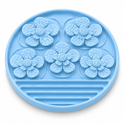Dotted Petal Round Silicone Pet Lick Mat, 7 Colors, By GAVPEPY image 1 - DPlickmat15-LightBlue.jpg