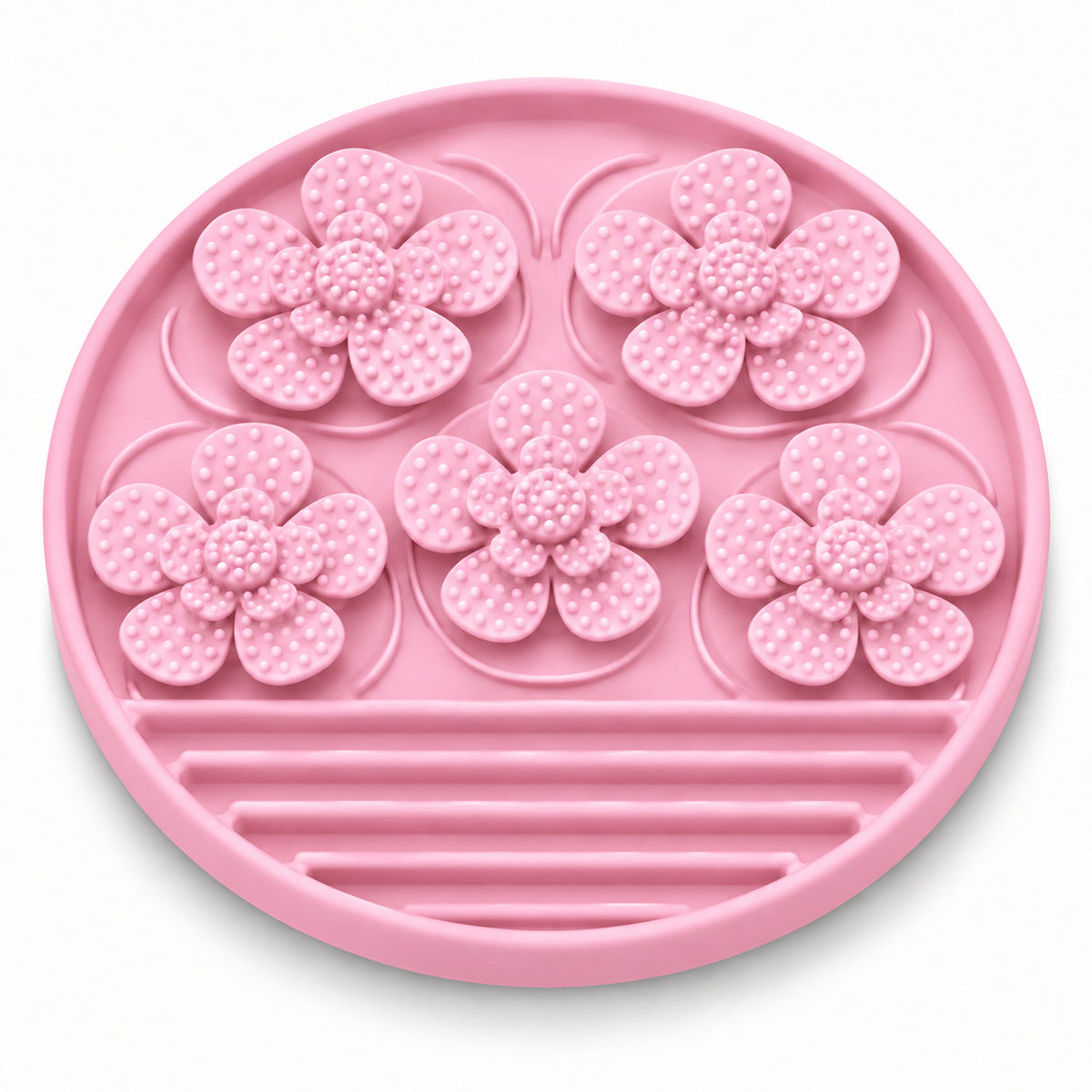 Dotted Petal Round Silicone Pet Lick Mat, 7 Colors, By GAVPEPY image 5 - DPlickmat15-Pink.jpg
