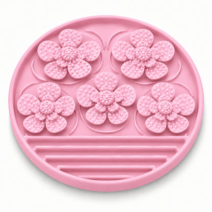 Dotted Petal Round Silicone Pet Lick Mat, 7 Colors, By GAVPEPY image 5 - DPlickmat15-Pink.jpg
