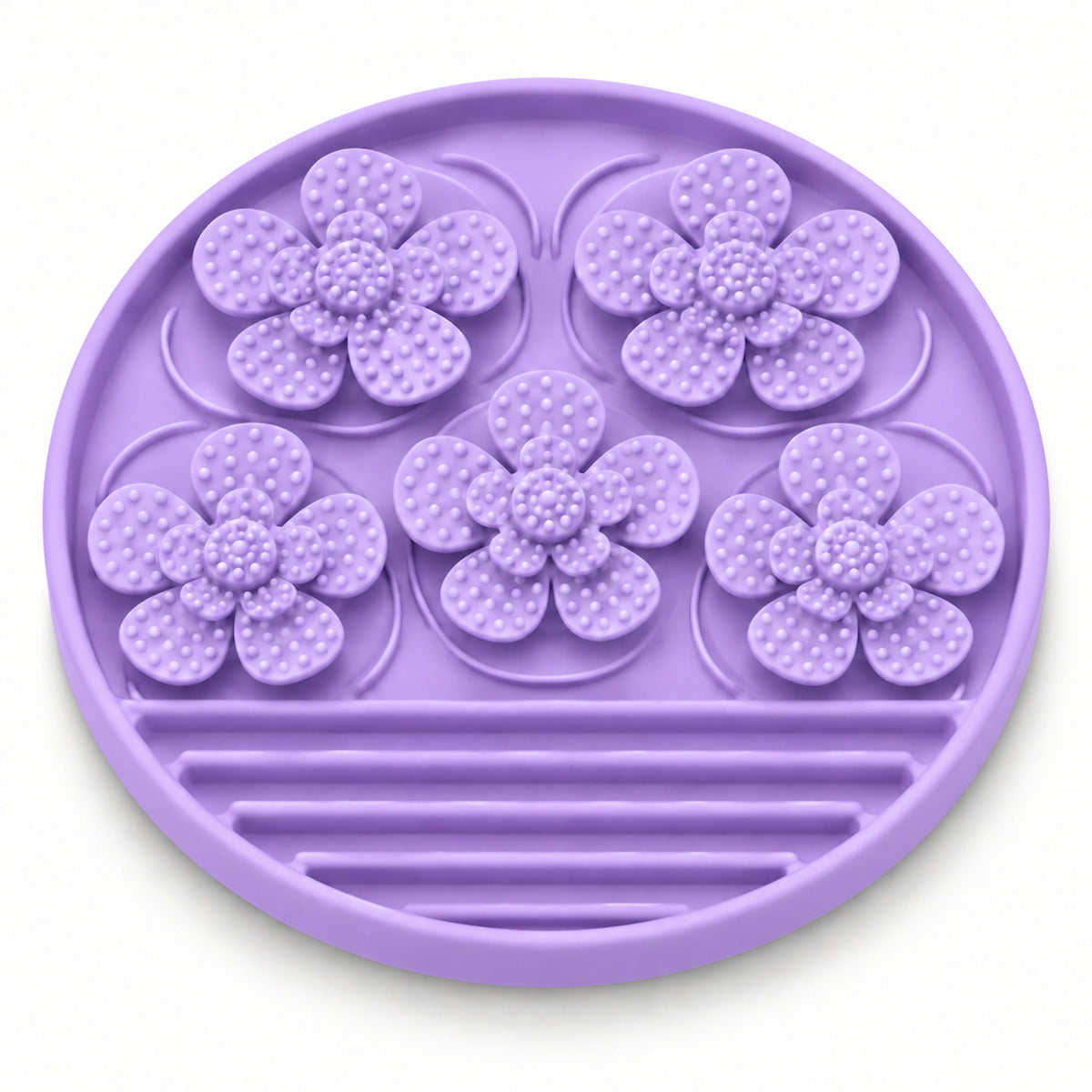Dotted Petal Round Silicone Pet Lick Mat, 7 Colors, By GAVPEPY image 7 - DPlickmat15-Purple.jpg