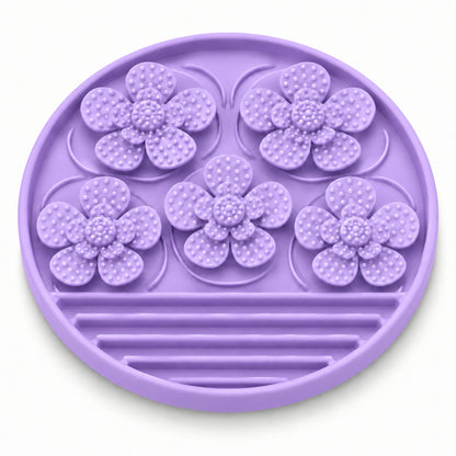 Dotted Petal Round Silicone Pet Lick Mat, 7 Colors, By GAVPEPY image 7 - DPlickmat15-Purple.jpg