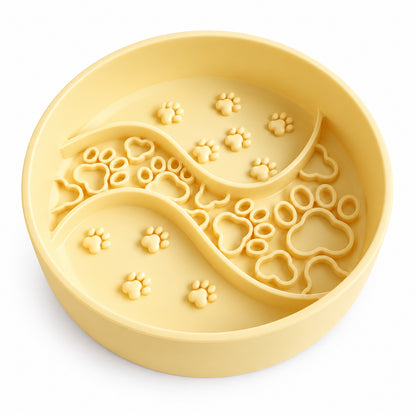 Paw Print Silicone Pet Lick Bowl, 5 Colors, By GAVPEPY image 3 - DPlickmat17-CreamYellow-18X18X4-5CM.jpg