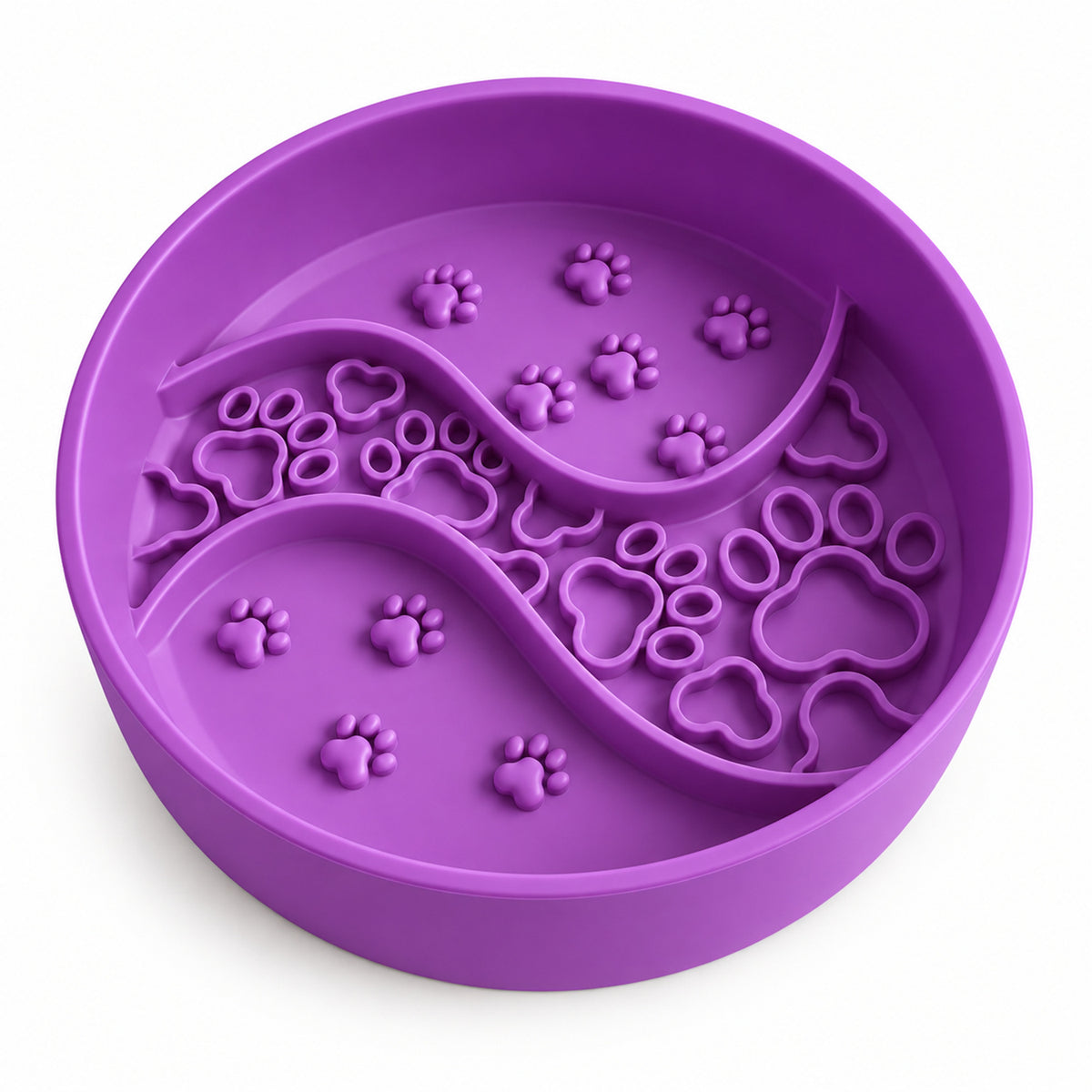 Paw Print Silicone Pet Lick Bowl, 5 Colors, By GAVPEPY image 2 - DPlickmat17-HibiscusPurple-18X18X4-5CM.jpg