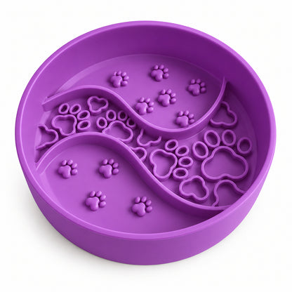 Paw Print Silicone Pet Lick Bowl, 5 Colors, By GAVPEPY image 2 - DPlickmat17-HibiscusPurple-18X18X4-5CM.jpg