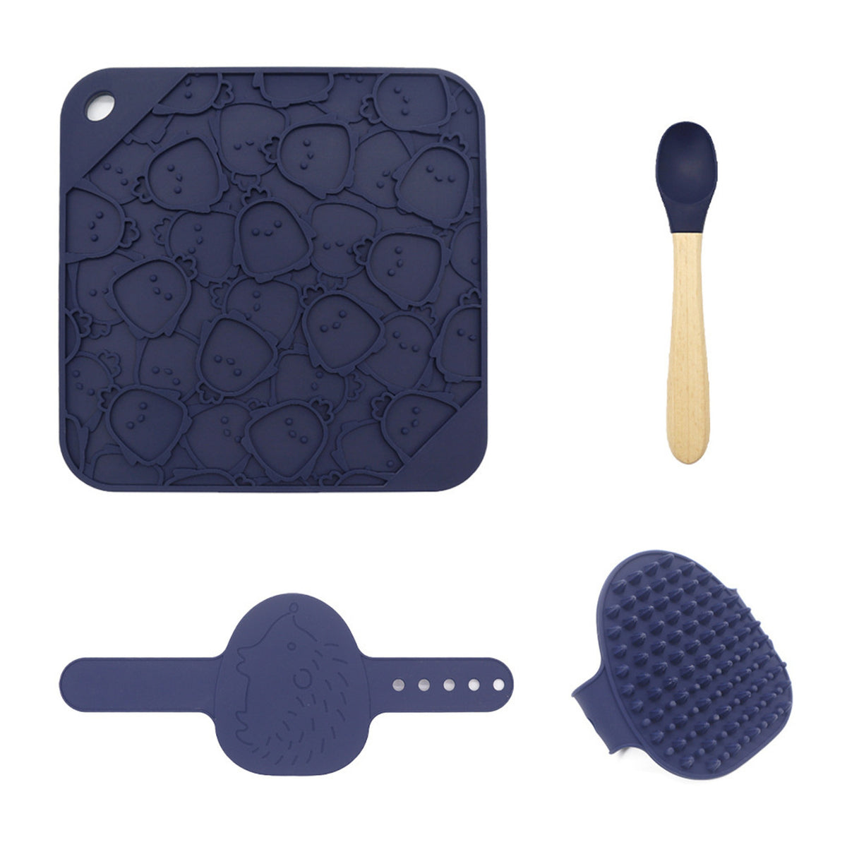 3-Piece Silicone Pet Lick Mat Bath Set, 6 Colors, By GAVPEPY image 4 - DPlickmat19-Blue.jpg
