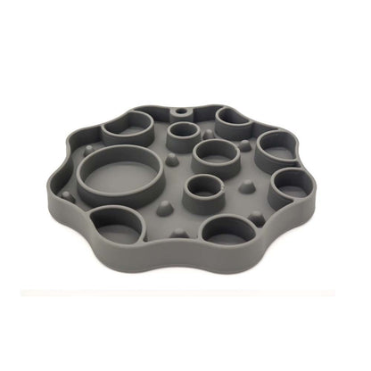 2-in-1 Silicone Pet Lick Mat & Double Bowl, 6 Colors, By GAVPEPY image 3 - DPlickmat2-DarkGray.jpg