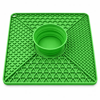 Large 32 cm Silicone Pet Lick Mat with Folding Bowl, 2 Colors, By GAVPEPY image 2 - DPlickmat20-Green-32X32X1-5CM.jpg