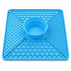 GAVPEPY Large 32 cm Silicone Pet Lick Mat with Folding Bowl for Treat Spreading, Slow Licking and Supervised Enrichment, Size 32 x 32 x 1.5cm, Colors Sky Blue and Green, for Home Feeding Areas, Grooming Routines and Quiet-Time Activities
