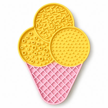 Ice Cream-Shaped Silicone Pet Lick Mat, 2 Colors, By GAVPEPY image 2 - DPlickmat26-Yellow.jpg
