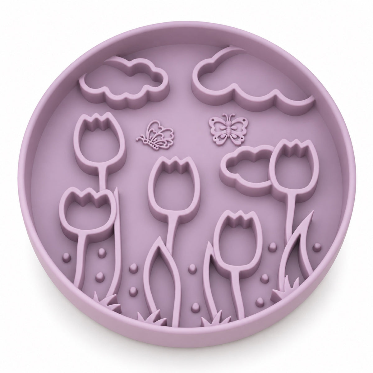 Tulip Silicone Slow Feeder Lick Mat, 3 Colors, By GAVPEPY image 1 - DPlickmat4-TaroPurple.jpg