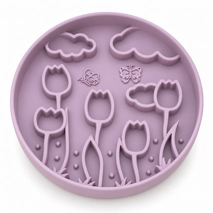 Tulip Silicone Slow Feeder Lick Mat, 3 Colors, By GAVPEPY image 1 - DPlickmat4-TaroPurple.jpg
