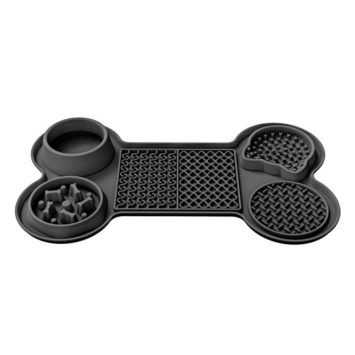 Six-Section Silicone Pet Lick Mat, 7 Configurations, By GAVPEPY image 2 - DPlickmat5-Black.jpg