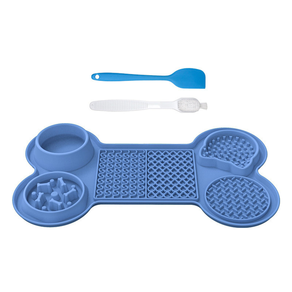 Six-Section Silicone Pet Lick Mat, 7 Configurations, By GAVPEPY image 5 - DPlickmat5-Scraper.jpg