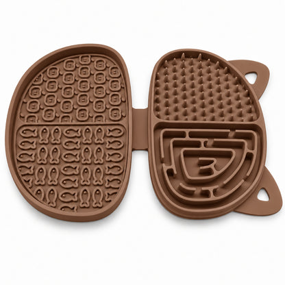 Folding Cat-Shaped Silicone Pet Lick Mat, 3 Colors, By GAVPEPY image 3 - DPlickmat9-Brown.jpg