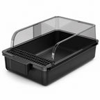GAVPEPY PP Plastic High-Sided Cat Litter Box for Indoor Cat Litter Management and Daily Cleaning, Size 54 x 34 x 17cm, Colors Black, Gray, and White, for Homes, Apartments, Bathrooms and Dedicated Litter Areas