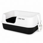 GAVPEPY PP Plastic High-Sided Cat Litter Box for Indoor Cat Litter Management and Daily Cleaning, Size 62 x 44 x 26cm, 3 Color Options, for Homes, Apartments, Bathrooms and Dedicated Litter Areas, Raised Walls Help Contain Everyday Scatter