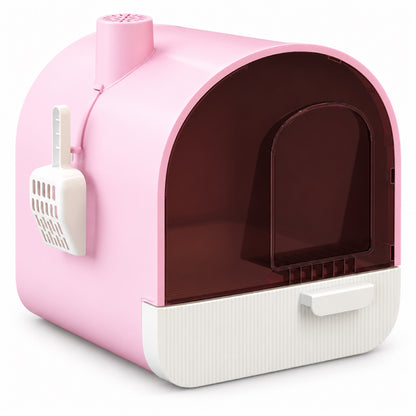 GAVPEPY Drawer Enclosed Cat Litter Box, 6 Options image 11 - DPlitterbox11-Pink-43X44X47CM-V3.jpg