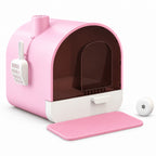 GAVPEPY PP Plastic Drawer Enclosed Cat Litter Box for Indoor Cat Litter Management and Daily Cleaning, Size 43 x 40 x 45cm, Colors Pink and Green, for Homes, Apartments, Bathrooms and Dedicated Litter Areas, Pull-Out Drawer Simplifies Routine Access