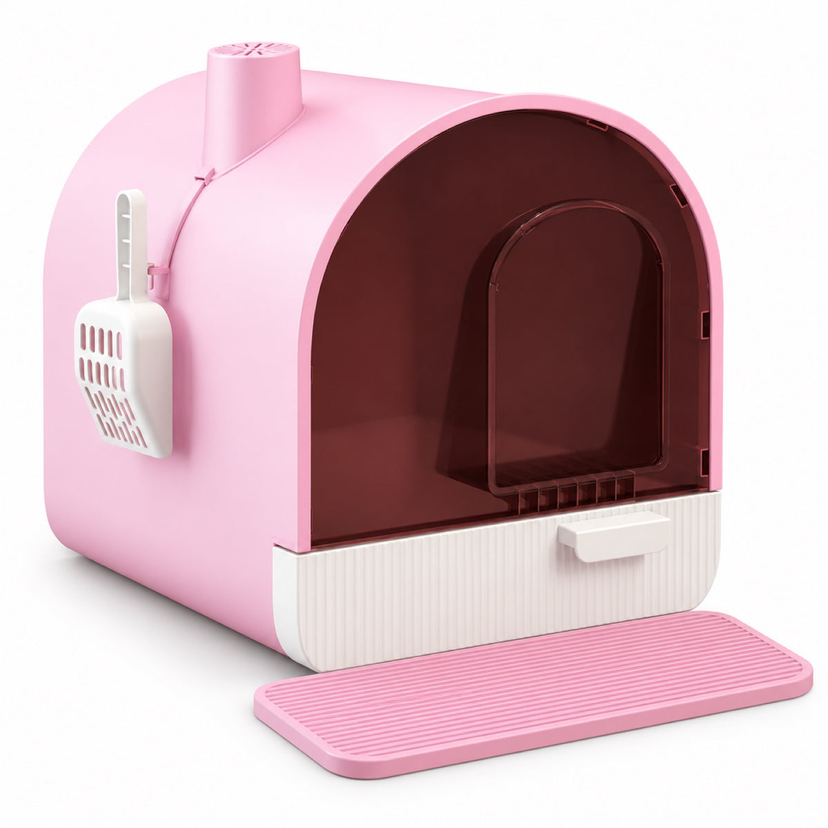 GAVPEPY Drawer Enclosed Cat Litter Box, 6 Options image 9 - DPlitterbox11-Pink-43X44X47CM.jpg